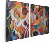 Artaza - Diptyque de peinture sur toile - Fond de guitare coloré - Abstrait - 120x80 - Photo sur toile - Impression sur toile