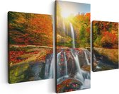 Artaza - Triptyque de peinture sur toile - Cascade aux couleurs d'automne - 90x60 - Photo sur toile - Impression sur toile
