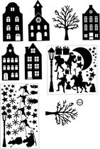 Statische herbruikbare raam Stickers Sinterklaas en Kerst - Feest - Decoratief - Feestdagen - December