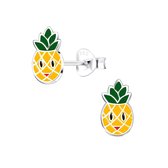 Joy|S - Zilveren ananas oorbellen - oorknoppen voor kinderen
