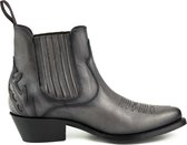 Mayura Boots Marilyn 2487 Grijs/ Dames Cowboy Western Fashion Enklelaars Spitse Neus Schuine Hak Elastiek Sluiting Echt Leer Maat EU 39