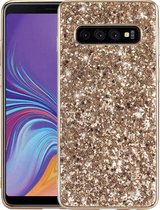 Hoesje geschikt voor Samsung Galaxy S10 - Goud - Glitters