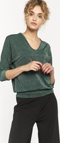 LOLALIZA T-shirt met driekwartsmouw en lurex - Groen - Maat S