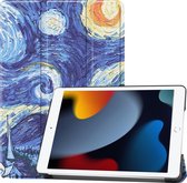 Case2go - Tablet hoes geschikt voor iPad 2021 - 10.2 Inch - Tri-Fold Book Case - Sterrenhemel