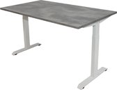 OrangeLabel Desk met wit onderstel en blad Oxyd in de maat 120x80. Instelbaar van 62-84cm
