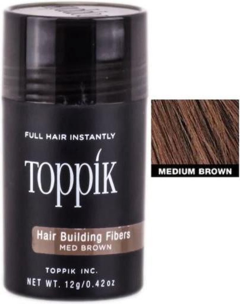 Toppik - haarpoeder - haarpoeder volume - kale plekken haar - Volumepoeder - Medium bruin - 27,5 gram - semi-permanente haarkleuring-