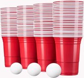 Beerpong - 50 stuk(s) - Red Cups Inc. 3 Ballen - Beerpong drankspel - Plastic Bekers - Beer Pong