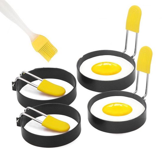 Ei Ringen set 4-delig - Pancake vorm set - Pannenkoekjes maker - Fried Egg Mold - RVS