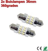 2X Buislamp 36MM 24-3014SMD rond cool-wit 288 LUMEN