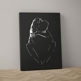 Bomid® - Naakt schilderij - 18+ - canvas in zwart wit - 90x60cm inclusief ophangbeugel