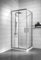 Badplaats Douchecabine Utah 90 cm x 90 cm - Chroom - Douchewand met Schuifdeur