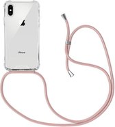 iPhone X/XS hoesje transparant met rosé koord shock proof case