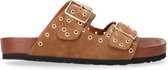 Tango | Anky 1-e cognac suede/gold eyelets slipper - black sole | Maat: 40