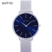 MATTISE Unisex Zilver Horloge met Zilver Horlogebandje van Gewoven Staal — Ol' Blue 38 mm Quartz Heren Horloge Dames — Horloge voor Mannen Horloge voor Vrouwen — Horloges Horologe
