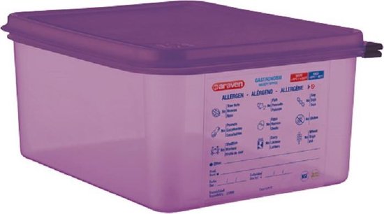 Araven Airtight Foodcontainer - Gn1-2 - Purper - 10L - 32.5x26.5x15cm - Polypropyleen - (set van 3) en Yourkitchen E-kookboek