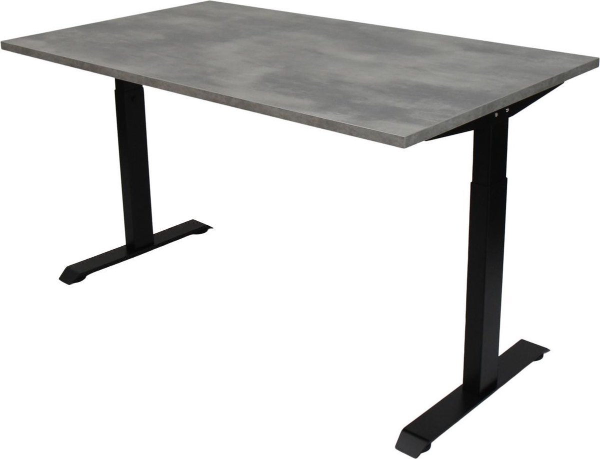 OrangeLabel Desk met zwart onderstel en blad Oxyd in de maat 120x80. Instelbaar van 62-84cm