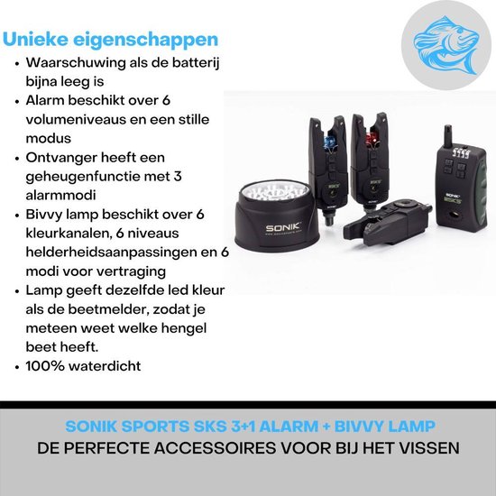 Sonik SKS 3 Alarm - Beetmelderset - Incl. Bivvy Lamp van Sonik — afbeelding 2