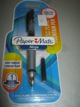 PaperMate Ninja Vulpen Gripcomfort zilver-zwart / zwarte Clip incl  vulling