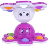 EverToys Pop it Octopus - 2x stuks - Sleutelhanger - Fidget Toys - Mood - Reversible - Pluche - Paars/Wit