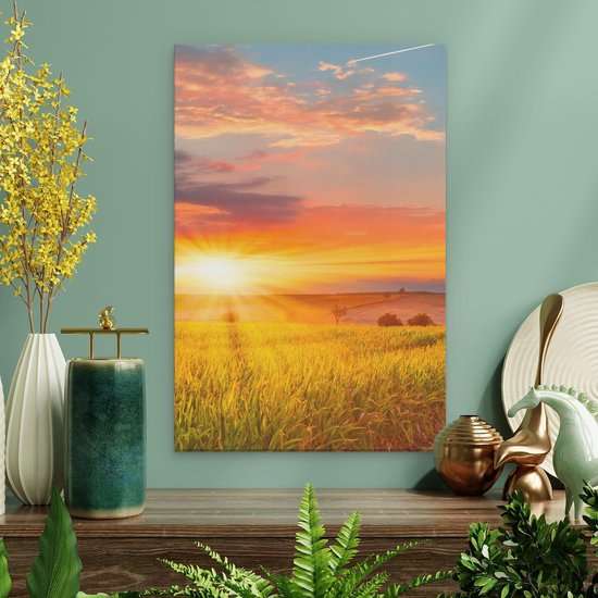 Artaza Peinture sur toile Lever de soleil sur le champ de maïs – 20 x 30 – Klein – Photo sur toile – Impression sur toile