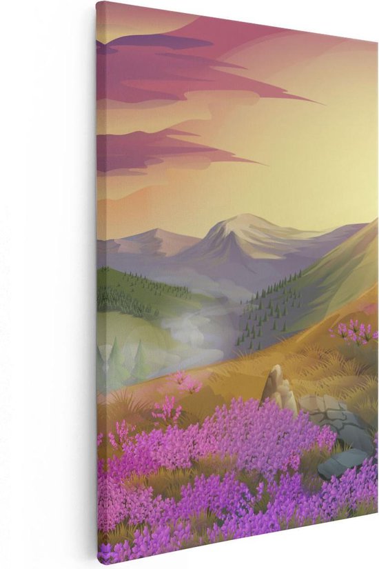 Artaza Canvas Schilderij Lavendel Bloemen In De Bergen - Abstract - 20x30 - Klein - Foto Op Canvas - Canvas Print