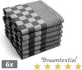 Droomtexiel® Horeca Kwaliteit Katoenen Theedoeken set - 6x Theedoeken - Zwart Wit + Gratis 6 keukendoeken t.w.v €22,95