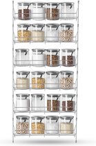 Vezori® Keukenrek - Kruidenrek - Sauzen Rek - Pasta En Rijst Rek - Elegant Opbergrek Voor Keuken - Wandrek Keuken - Keuken Organizer - Aanrecht Rek - 6 Laags - Hoogte 85 CM