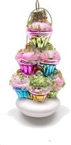Super leuke kersthanger taart / stapel van cupcakes  gekleurd van glas