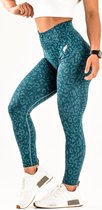 Wild animal sportlegging dames - squat proof, stylish animal print & high waist - petrol