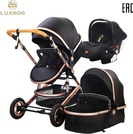 Luxnon® Maxxi Pro Luxe Kinderwagen - 3 in 1 Baby Wagen - Kinderwagen met  Stoel en Wieg... | bol.com