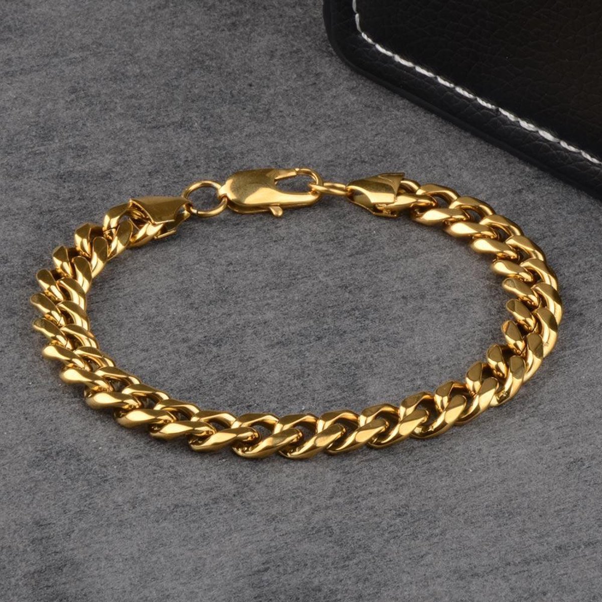 Di Lusso - Armband Quint - Stainless Steel - Gouden plating - Heren - 22 cm