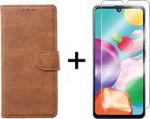 Samsung A41 Hoesje - Samsung Galaxy A41 hoesje bookcase bruin wallet case portemonnee hoes cover hoesjes - 1x Samsung A41 screenprotector