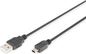 Digitus USB-kabel USB-A stekker, USB-mini-B stekker 3.00 m Zwart DB-300130-030-S