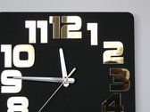 Belanian - Klokken - Wandklokken - Grote Wandklok Logic zwart met gouden spiegelcijfers, stille klok 30cm
