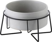 Keramische voerbak met standaard - Grijs - 15.5CM - 850ML - Voerbak en drinkbak hond en kat