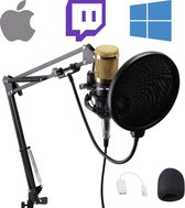 Unique Condensator Microfoon met Arm - Pro Mic - USB & Mini Jack - Plopkap en Popfilter - Studio, PC Microfoon, Game Microfoon, Podcast, Zang & Karaoke