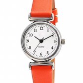Horloge-Oranje- 2.5 cm- Leer- Eva-Cijfer aanduiding- Charme Bijoux