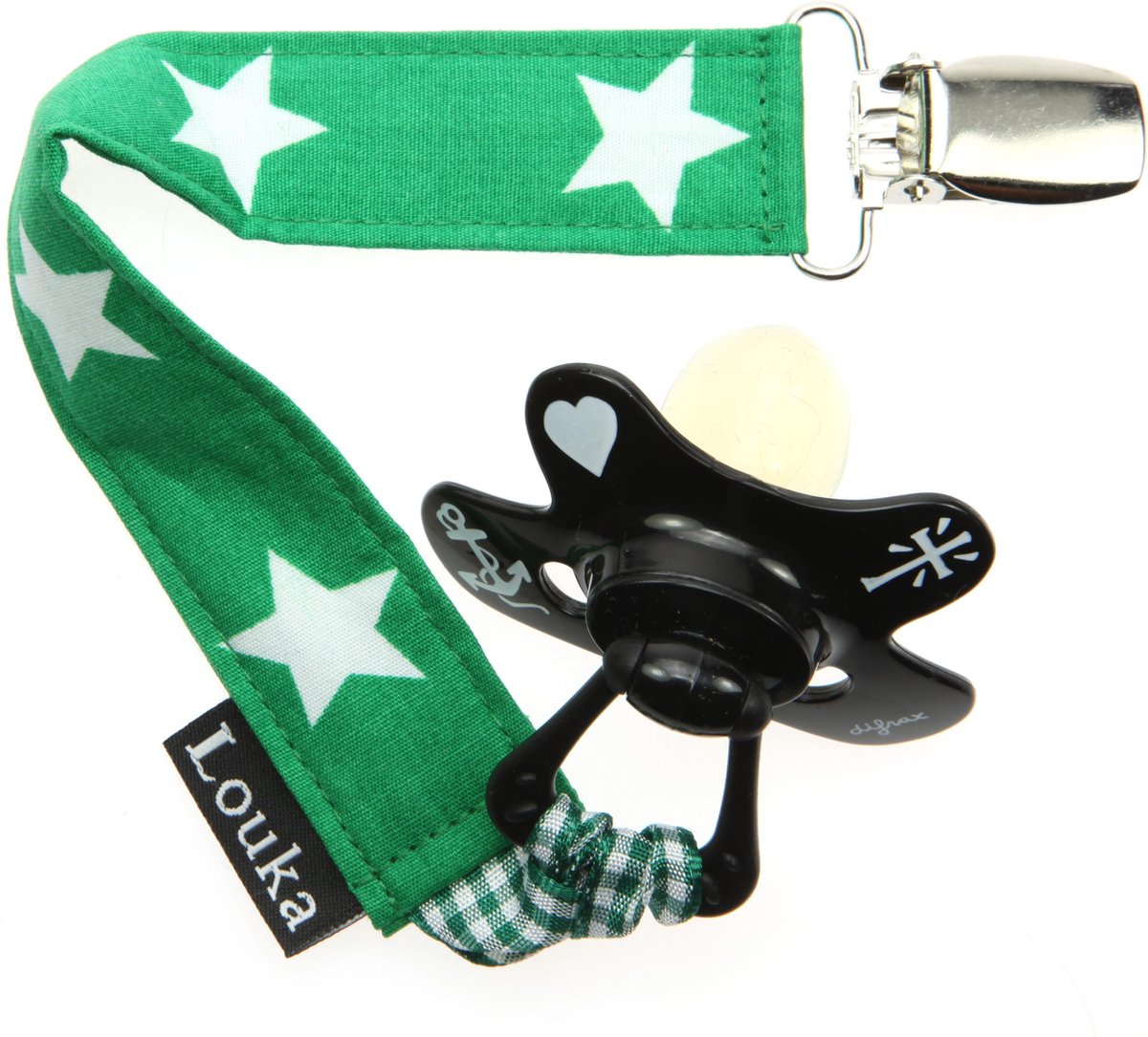 Goedkoopste Louka Speenkoord gras groen met grote witte ster - speenketting