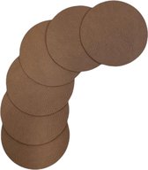 6x Skinnatur Onderzetters leder rond | Tobacco | Bruin 10cm diameter | gerecycleerd leer – tafeldecoratie - onderlegger