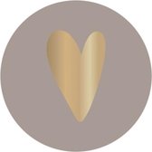 Sluitsticker - Sluitzegel Gouden Hart Glans | Licht Grijs – Goud | Bedankje – Envelop | Hart - Hartje | Chique | Envelop stickers | Cadeau – Gift – Cadeauzakje – Traktatie | Chique