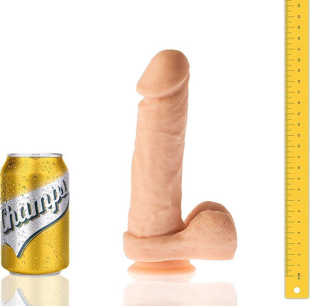 Goedkoopste Champs - Ribly Realistiche Dildo met zuignap - 21 cm - Ook voor anaal gebruik - beige