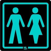 WC bord man-vrouw 10x10 cm NALICHTEND (glow in the dark) zelfklevend