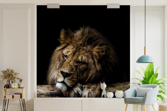 Papier peint - Papier peint photo Lion - Arbre - Marron - Largeur 350 cm x hauteur 350 cm