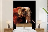 Papier peint - Papiers Papier peint photo Éléphant - Animaux - Rouge - Largeur 200 cm x Hauteur 300 cm