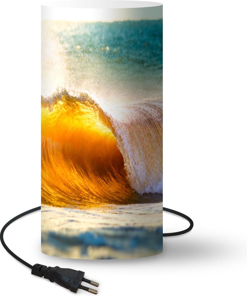 Lamp - Nachtlampje - Tafellamp slaapkamer - Golf - Water - Zee - 33 cm hoog - Ø15.9 cm - Inclusief LED lamp