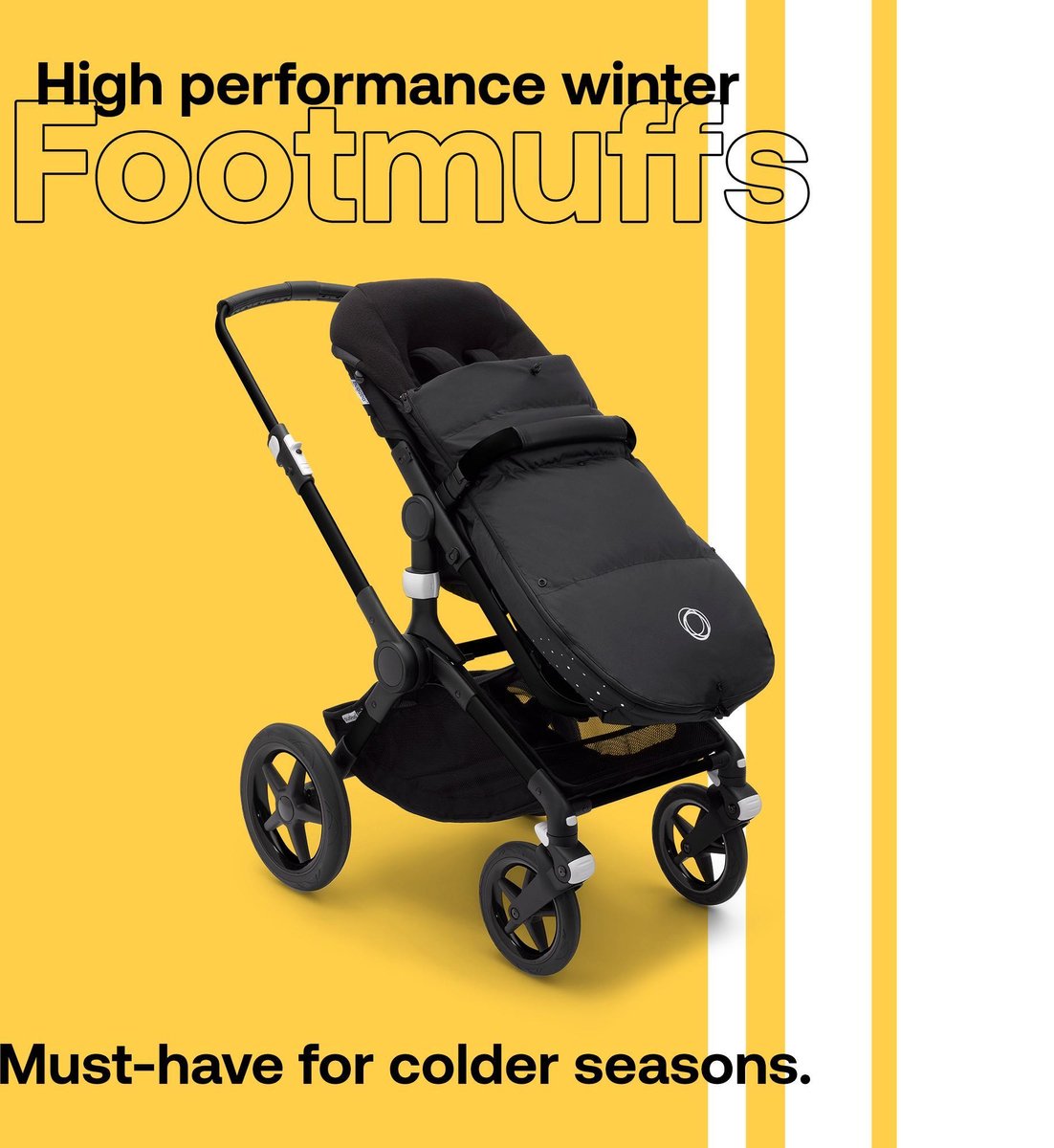 Bugaboo Winter Performance Voetenzak, Must-Have Kinderwagen Accessoire Met Kap, Schoenenschild en Tweeweg Rits in Midnight Black thumbnail 3