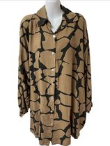 Dames print blouse, kleur camel, maat one size