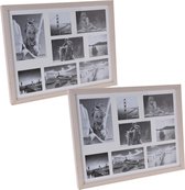2x stuks multi fotolijst hout white wash met 8 vakken geschikt voor diverse foto maten