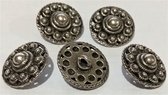5 stuks Zeeuwse knop "Goes" doorsnede 22 mm luxe exclusieve kledingknopen met lus achter, gemaakt van tin en verzilverd