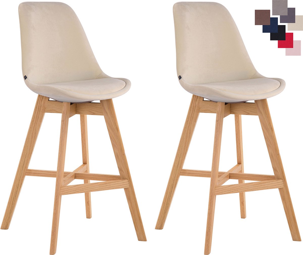 CLP Cannes - Set van 2 barkrukken - Fluweel creme natura